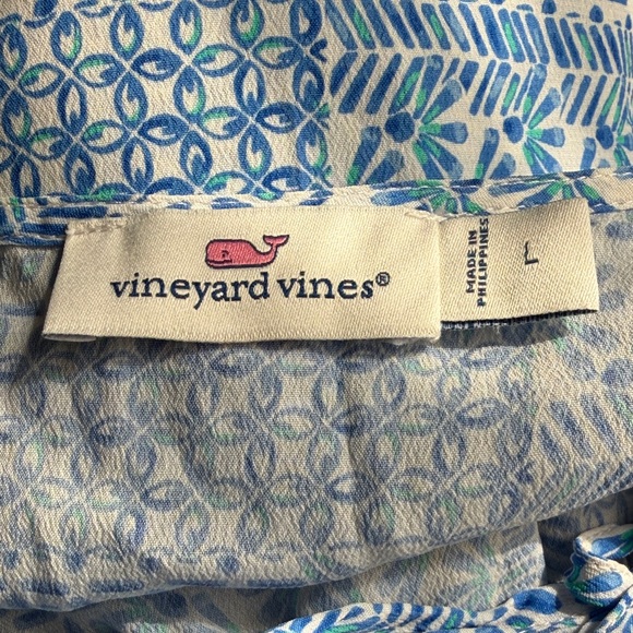 Vineyard Vines Patchwork Ruffle Sleeve Top Silk Blend Size Large - Picture 11 of 11